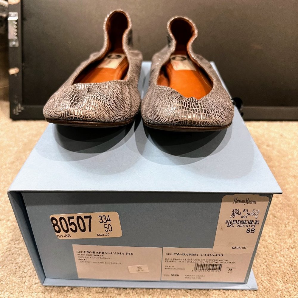 Lanvin Classic Ballet Flats in Metal Goatskin - Size 38